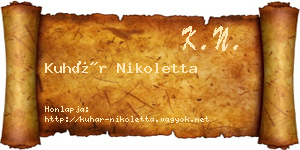 Kuhár Nikoletta névjegykártya