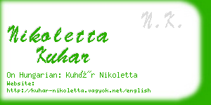 nikoletta kuhar business card